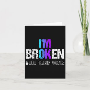 Im Broken Aquamarin & Lila Ribbon Suicide Prev Karte