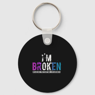 Im Broken Aquamarin & Lila Ribbon Suicide Prev Schlüsselanhänger