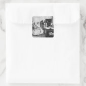 Im Büro des Anwalts Quadratischer Aufkleber (Tasche)