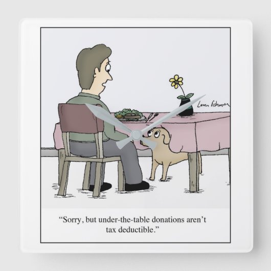 Im Cartoon für die Abgabe von Hunden Quadratische Wanduhr (Vorderseite)