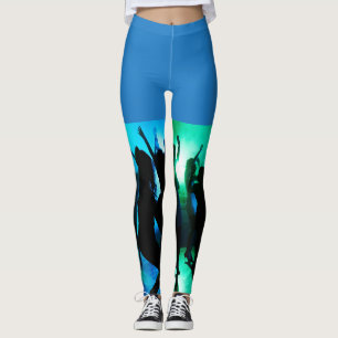 Im Club Silhouette Blue Green Leggings