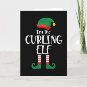 Im Curling-Elfen-Weihnachtsmann-Anpassungsspiel Karte