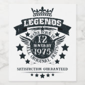 Im Datumsmonat waren die personalisierten Legenden Weinetikett (Einzelnes Label)