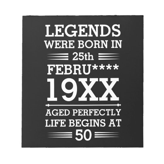 Im Datumsmonatsalter waren benutzerdefinierte Lege Notizblock (Vorderseite)