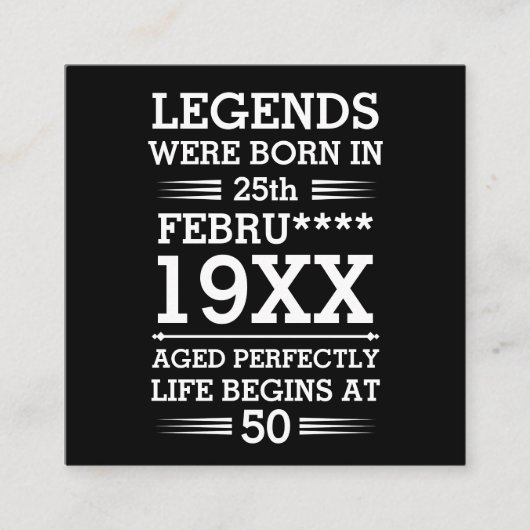 Im Datumsmonatsalter waren benutzerdefinierte Lege Quadratische Visitenkarte (Vorderseite)