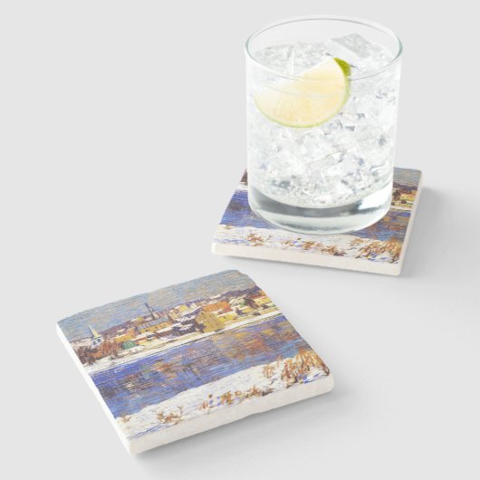 Im Delaware (von Robert Spencer) Steinuntersetzer (Seitenansicht)