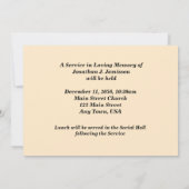 Im Dienst für Erinnerungserinnerungen, einsame Bäu Einladung (Rückseite)