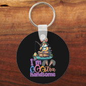 Im Eggstra Handsome Bunny Fishing B Fish Easter Da Schlüsselanhänger (Vorderseite)