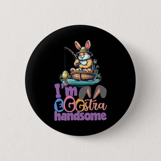 Im Eggstra Handsome Bunny Fishing Byss Fish Easter Button (Vorderseite)