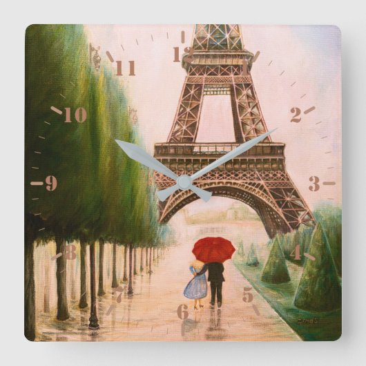 Im Eiffelturm Quadratische Wanduhr (Vorderseite)