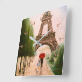 Im Eiffelturm Quadratische Wanduhr (Winkel)