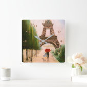 Im Eiffelturm Quadratische Wanduhr (Zuhause)