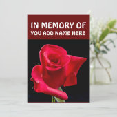 IM EINSPEICHER DER FUNERALKARTEN, ROTE ROSE EINLADUNG (Stehend Vorderseite)