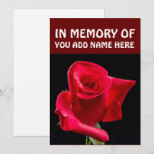 IM EINSPEICHER DER FUNERALKARTEN, ROTE ROSE EINLADUNG (Vorne/Hinten)