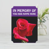 IM EINSPEICHER DER FUNERALKARTEN, ROTE ROSE EINLADUNG (Stehend Vorderseite)