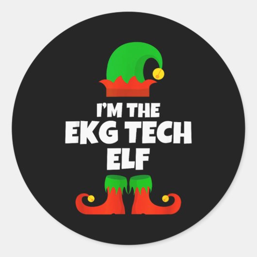 I'm Ekg Tech Elf Family Pajama Christmas Electroca Runder Aufkleber (Vorderseite)