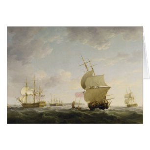 Im englischen Kanal versenden, c.1755 (Öl auf Ca