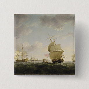 Im englischen Kanal versenden, c.1755 (Öl auf Ca Button