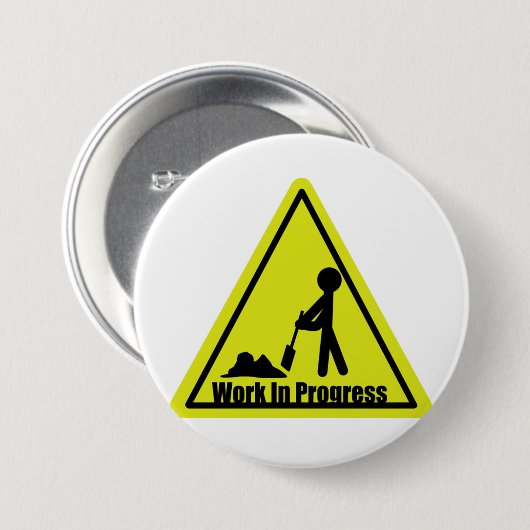 Im Entstehen befindliches Werk-Knopf Button (Vorne & Hinten)