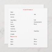 Im Fall einer Notkontaktkarte Feiertagskarte (Vorne/Hinten)