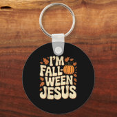 I'm Fall-o-ween Jesus Halloween Christian Groovy P Schlüsselanhänger (Vorderseite)