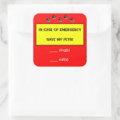 Im Fall von Aufklebern für Notrufwarnungen für Beg Quadratischer Aufkleber (Tasche)