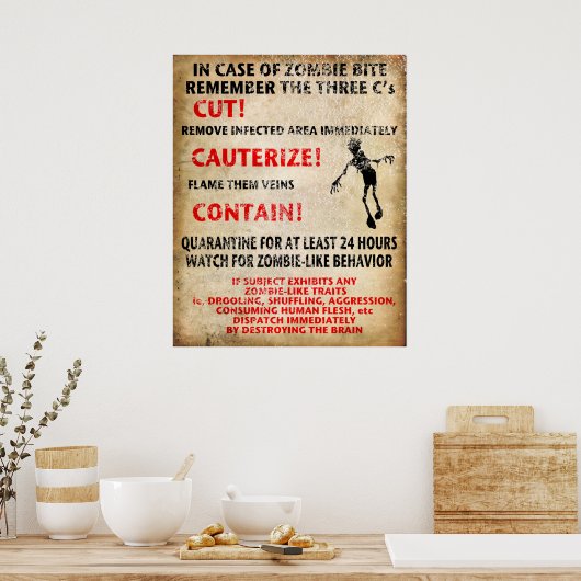 "Im Fall von Zombie Bite" Poster (Küche)