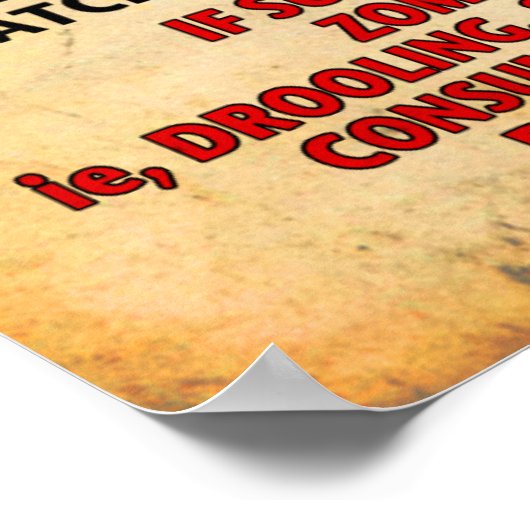 "IM FALL VON ZOMBIE BITE" Poster Angry Johnny (Ecke)