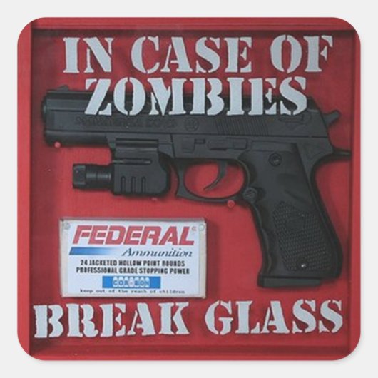 Im Fall von Zombies Quadratischer Aufkleber (Vorderseite)
