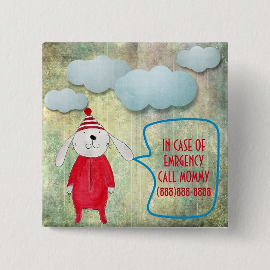 IM FALLE EINER NOTFALLANRUFE MOMMY NUMMER RABBIT BUTTON (Vorderseite)
