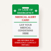 Im Falle eines medizinischen Notfalls ICE-Karte Ausweis (Vorderseite)