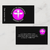 IM FALLE EINES medizinischen NOTFALLwarnausweises Visitenkarte (Vorne/Hinten)