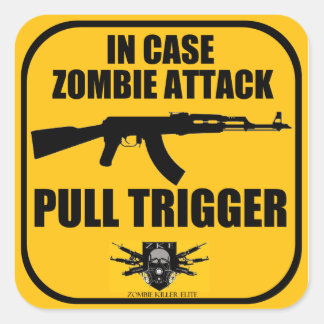 Im Falle eines Zombie-Angriffstickers Quadratischer Aufkleber