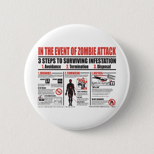 Im Falle Zombie-Angriff KNOPFES Button (Vorderseite)