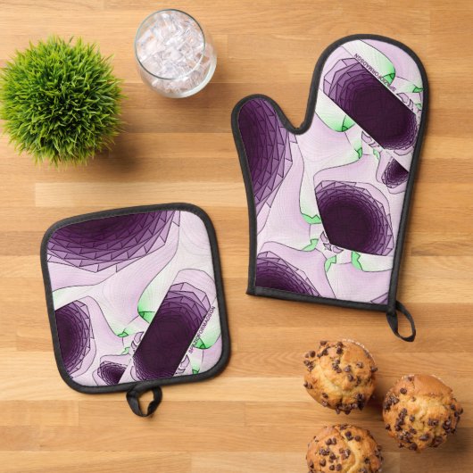 Im Farbton Violet Ofenhandschuh & Topflappen-Set (Oben Unten)