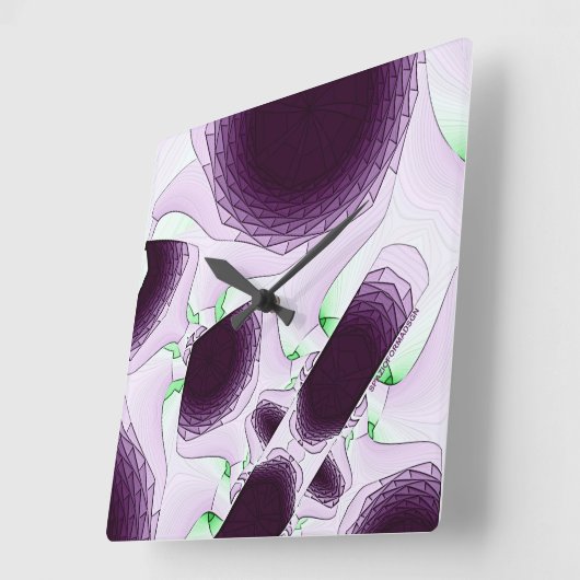 Im Farbton Violet Quadratische Wanduhr (Winkel)