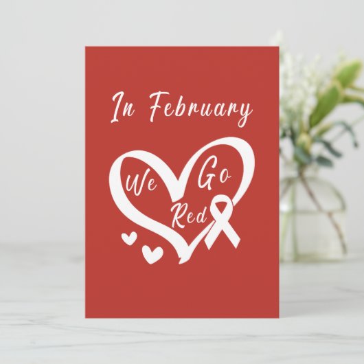 Im Februar gehen wir ins Bewusstsein für Rote Herz Einladung (Stehend Vorderseite)