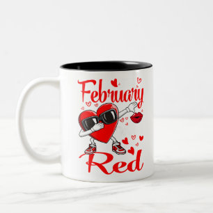 Im Februar gehen wir ins Bewusstsein für Rote Herz Zweifarbige Tasse