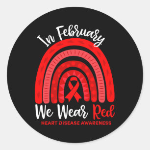 Im Februar gehen wir zu Red Ribbon Herz-Krankheit Runder Aufkleber
