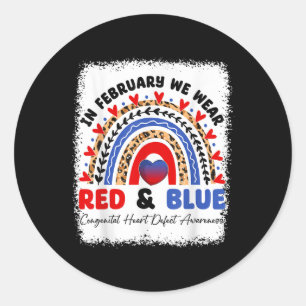 Im Februar tragen wir Red & Blue Chd Awareness Runder Aufkleber