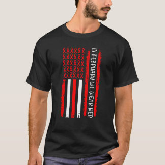 Im Februar tragen wir Red USA Flag Red Ribbon Herz T-Shirt