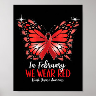 Im Februar tragen wir Rot - Herzkrankheit-Bewussts Poster