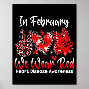 Im Februar tragen wir roten Frieden Liebe Schmette Poster