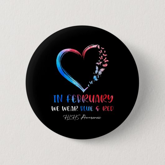 Im Februar Wear Blue Red Butterflies Hlhs Awarene Button (Vorderseite)