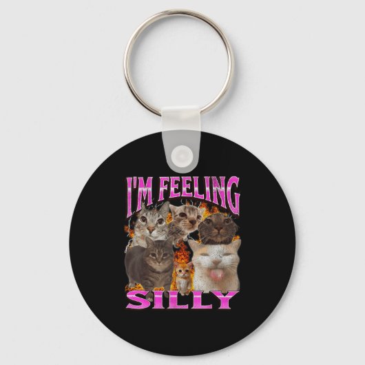 I'm Feeling Silly Funny Cat Meme Bootleg Graphic F Schlüsselanhänger (Vorderseite)