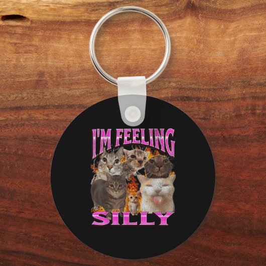I'm Feeling Silly Funny Cat Meme Bootleg Graphic F Schlüsselanhänger (Vorderseite)