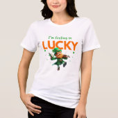 I'm Feeling So Lucky Dancing Leprechaun Shamrock Tri-Blend Shirt (Vorderseite)