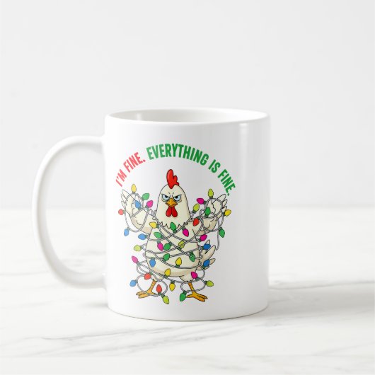 I'm Fine Everything Is Fine Christmas Chicken Ligh Kaffeetasse (Links)