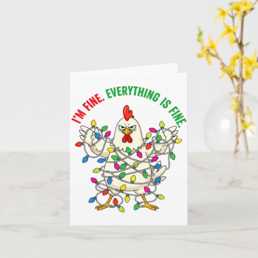 I'm Fine Everything Is Fine Christmas Chicken Ligh Karte (Gelbe Blume)