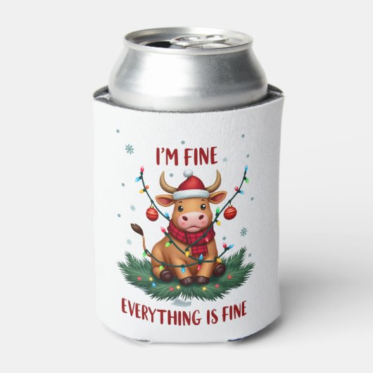 I'm Fine Everything is Fine Christmas Highland Cow Dosenkühler (Kanne Vorderseite)